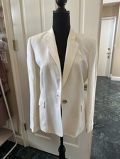 Tahari White Linen Blend Blazer Size 8