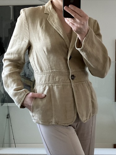 Marella Sport Women's Casual Linen / Flax Jacket Blazer Camel Beige Size 10 - Picture 4 of 13