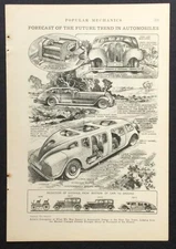 Streamline Concept Cars 1931 graphic pictorial “Future Trend in Automobiles”