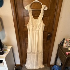 Mossimo Supply Co. Ivory Square Neck Sleeveless Maxi Dress L Ruffle Tie Women