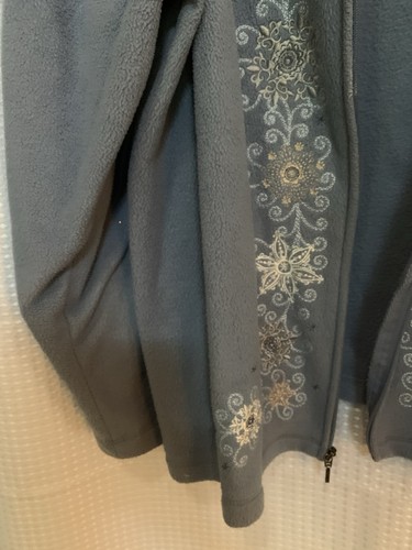 Croft And Barrow Womens 2x Blue Polyester Embroidered Zip up Cardigan - Picture 5 of 7