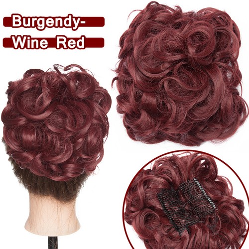 Real Thick Hair Bun Large Comb Clip In Hair Piece as Human Wedding Chignon Updo - Picture 15 of 31