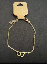 New Gold Tone Double Heart Anklet Ankle Bracelet