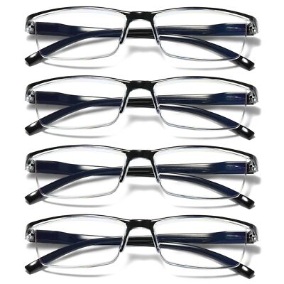 4 Pack Rectangle Blue Light Blocking Reading Glasses Men Clear Lens Vision Aid