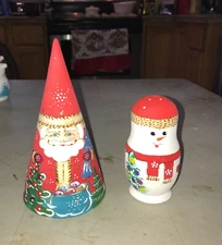 Lot of 2 sets of Christmas Nesting Dolls (5 each ) Santa Claus 6.5" Snowman 4"