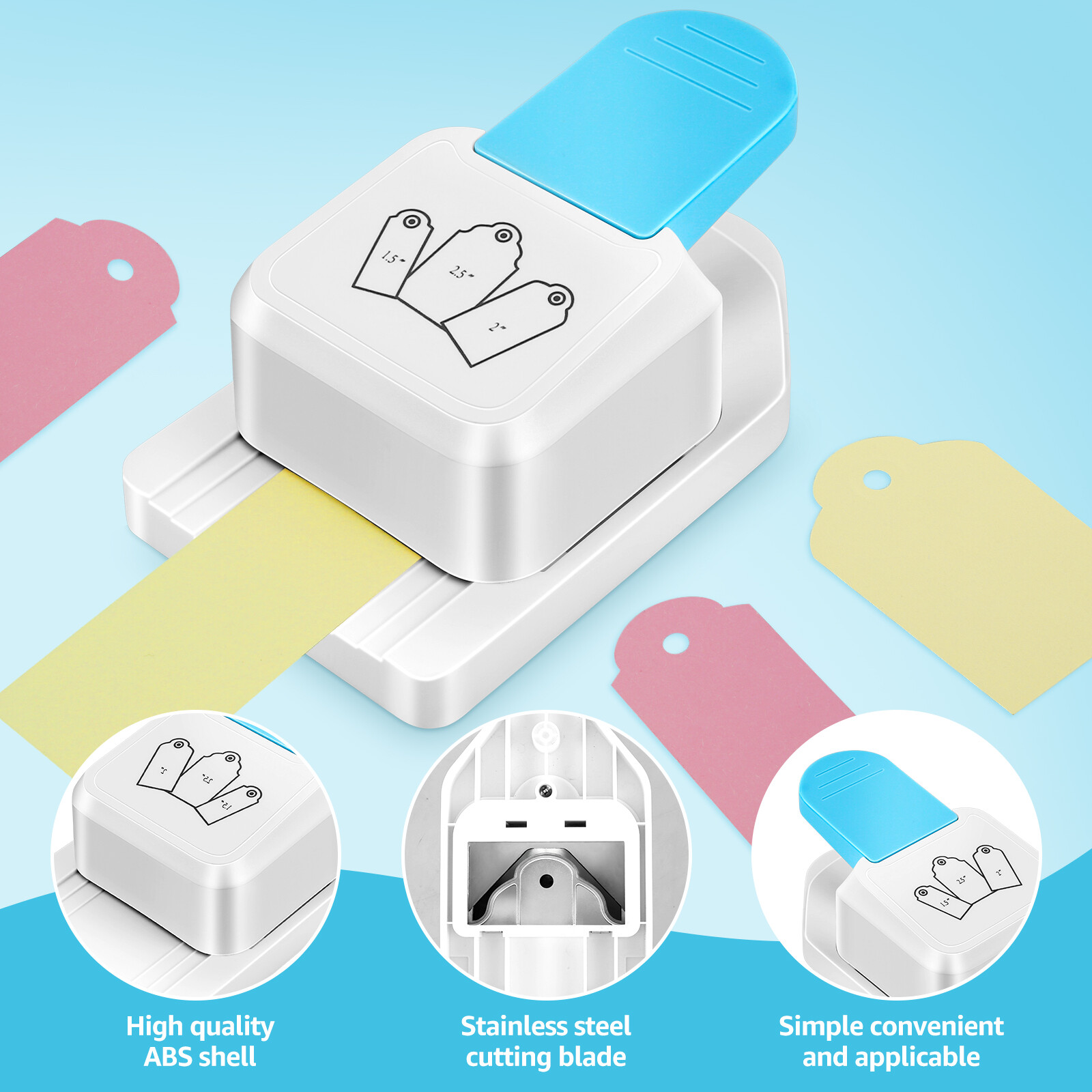 3 in1 Craft Tag Punch Paper Craft Tag Punch 1.5in 2in 2.5in Small Hole