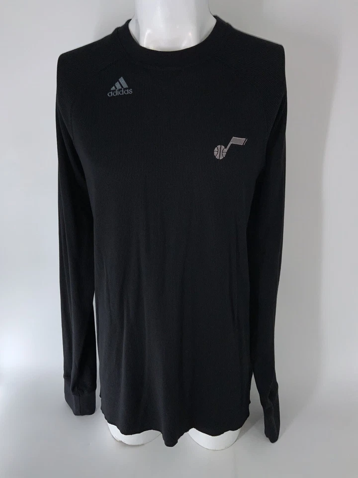 Utah Jazz Adidas Shirt Men XLT Black Cotton Poly Stretch Crew Mint YGI N5-113 - Image 2 of 4