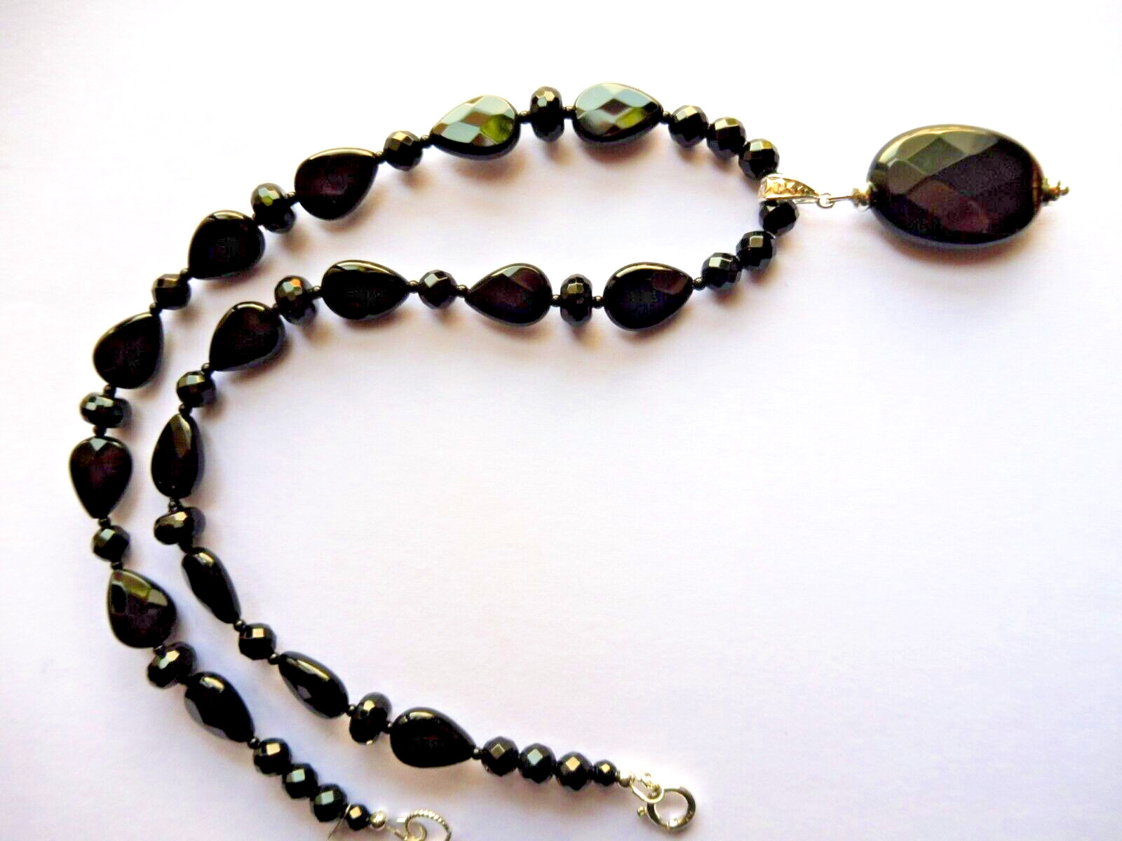 Collier en spinelle noire biseautée, le cadeau idéal en argent massif - 3