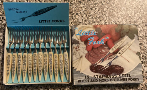 Vintage Little Fork Set of 12 Stainless Steel With Box - Picture 1 of 7