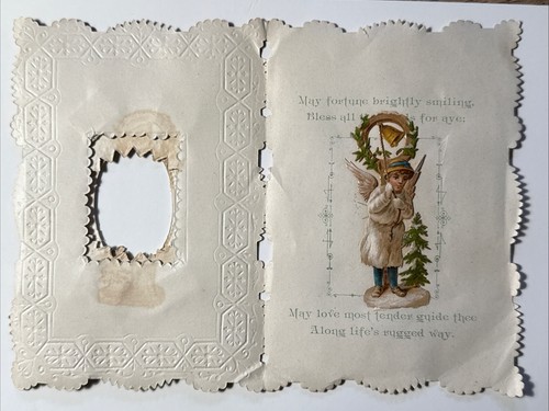 Tarjeta de felicitación de San Valentín victoriana troquelada intrincada de la década de 1880 de colección - Imagen 8 de 13