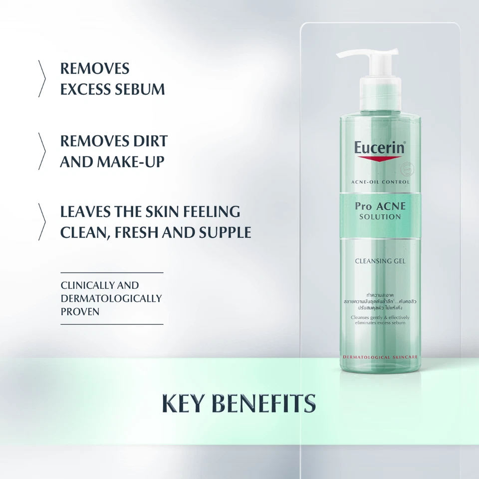 1 X Eucerin Pro Solución para Acné Gel Limpiador 200 ml Elimina el Exceso de Sebo Foto 2 de 4