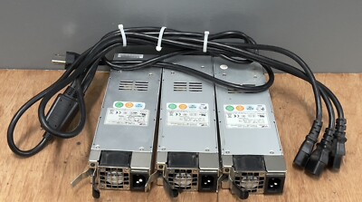 Lot of 3 Emacs GIN-6350P 350w Power Supply w/ 3-way Power Cable