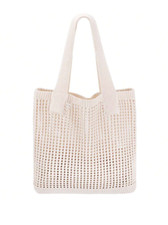 Beige Crochet Tote Crochet Mesh Beach Tote Bag Summer Vacation Boho Knit Bag