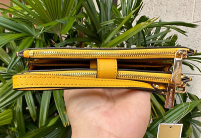 Michael Kors Jet Set Travel Double Zip Wristlet Wallet Leather