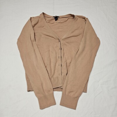 H&M Basic Fine Knit V Neck Button Up Front Cardigan (Sand Tan) Size XS 
