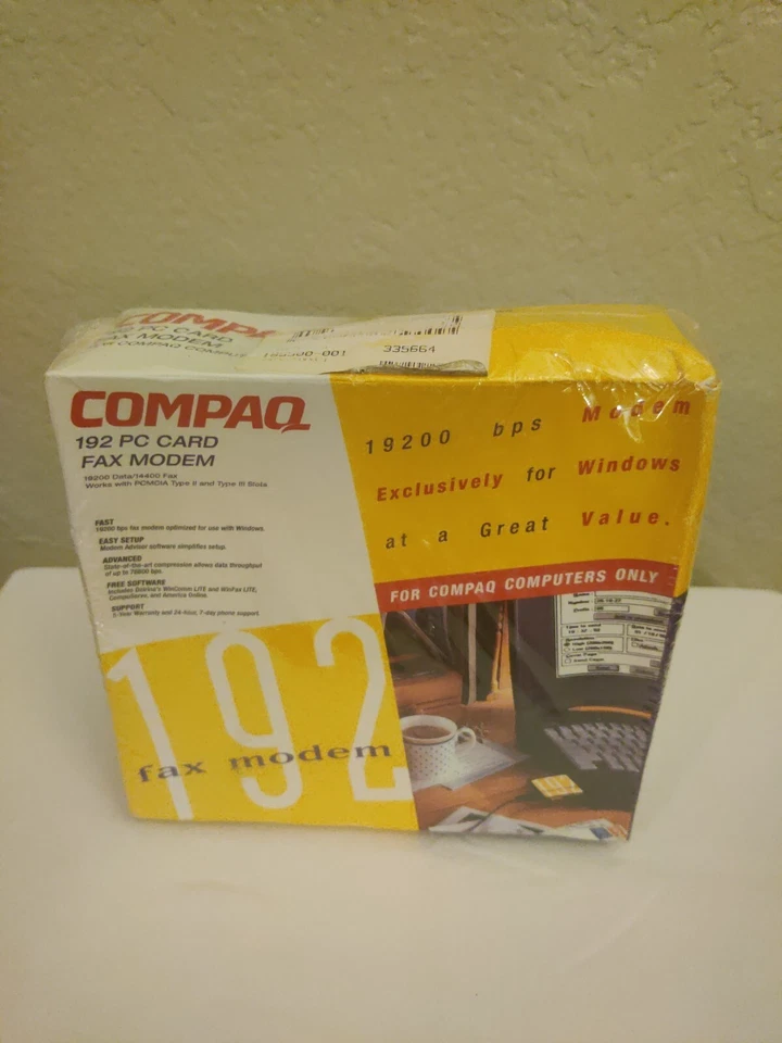 Compaq 192 PC card Fax Modem 19200 Data/14400 Fax, PCMCIA II/III Retail New Seal - Image 2 of 4