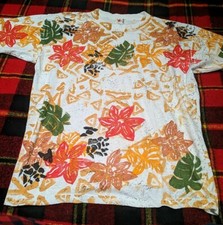 VINTAGE 1993 EZL Mens Abstract Floral Art T-Shirt XL Made in USA