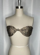 WOMEN'S LEOPARD PRINT KNOT FRONT BANDEAU BIKINI SWIM TOP LEOPARD PRINT