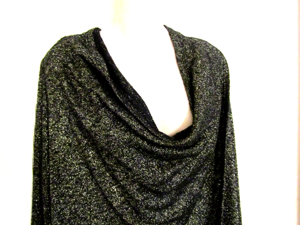 BANDOLINO NEGRO/ORO BRILLO L/S DRAPEADO ESCOTE JERSEY SUDADERA TOP M Foto 4 de 4