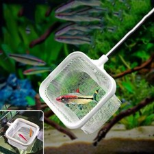 Aquarium Square Fishing Net Stainless Steel Long Handle Fish Tank Cleaning Net