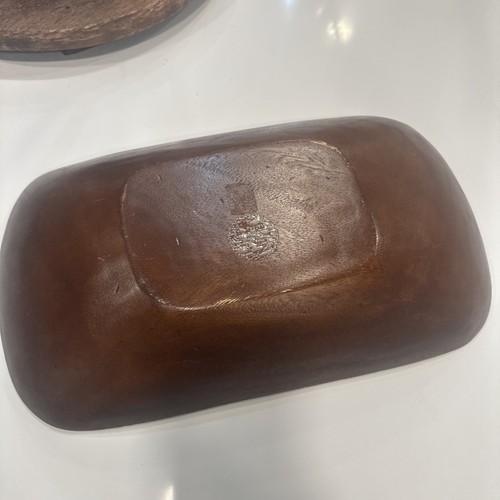 Vintage Pottery Barn Hand Carved Wooden Bowl • Dough Bowl • Rustic MCM 19” x 11” - Picture 3 of 11