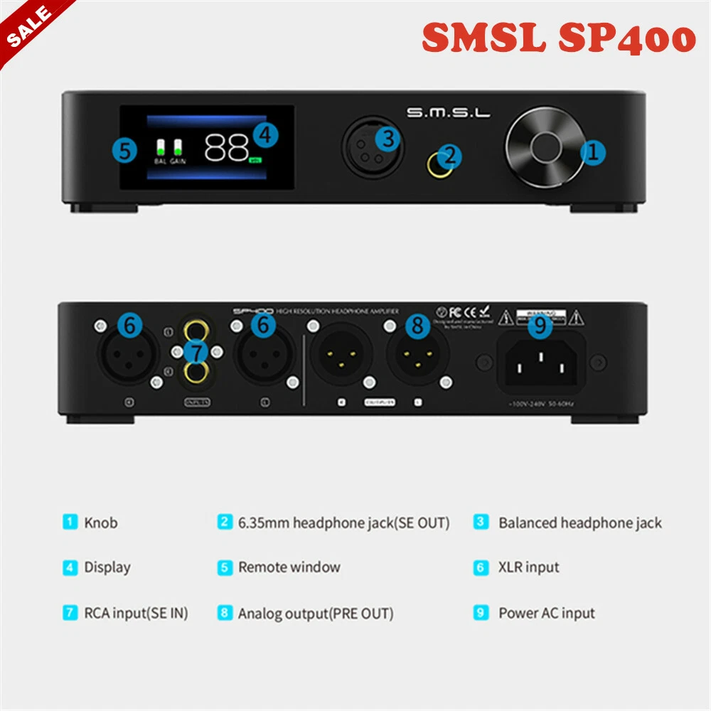 SMSL SP400 Fully Balanced Headphone Amp Balanced Preamplifier