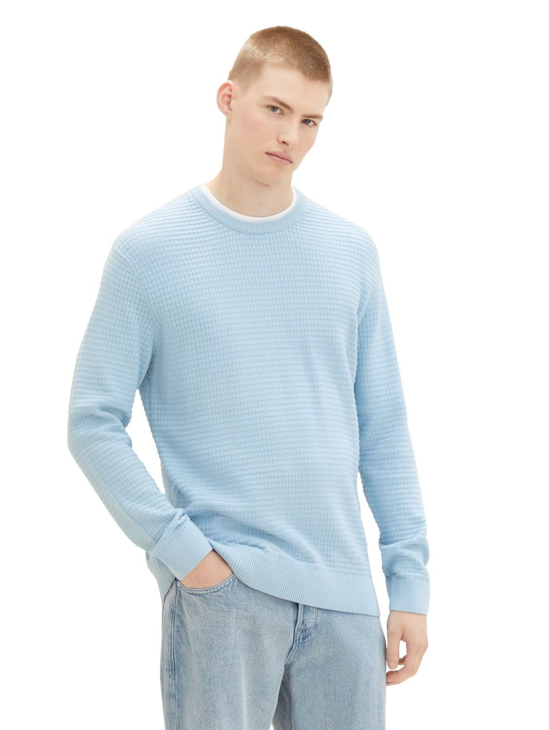 Пуловер Tom Tailor Denim Herren Rundhals из денима СТРУКТУРИРОВАННЫЙ ДВУХСЛОЙНЫЙ - Regular Fit 6590₽