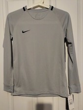 Nike Dri Fit Unisex Youth Long Sleeve light Gray Soccer Shirt Sz M NWT 