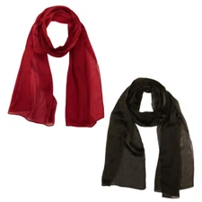 Wrapables Lightweight Silky Solid Colored Scarf (Set of 2), Maroon and Black