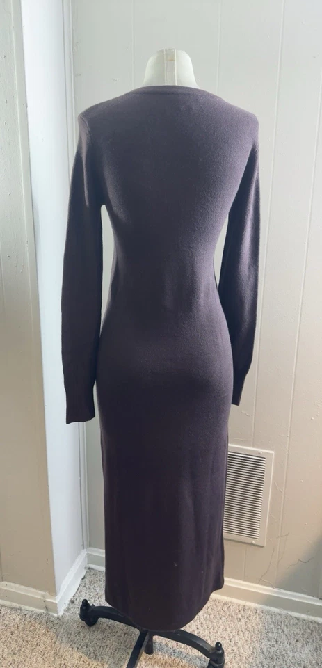 French Connection Women Long Sleeve Side Slit Sweater Midi Dress SZ L Wine - Image 2 of 4
