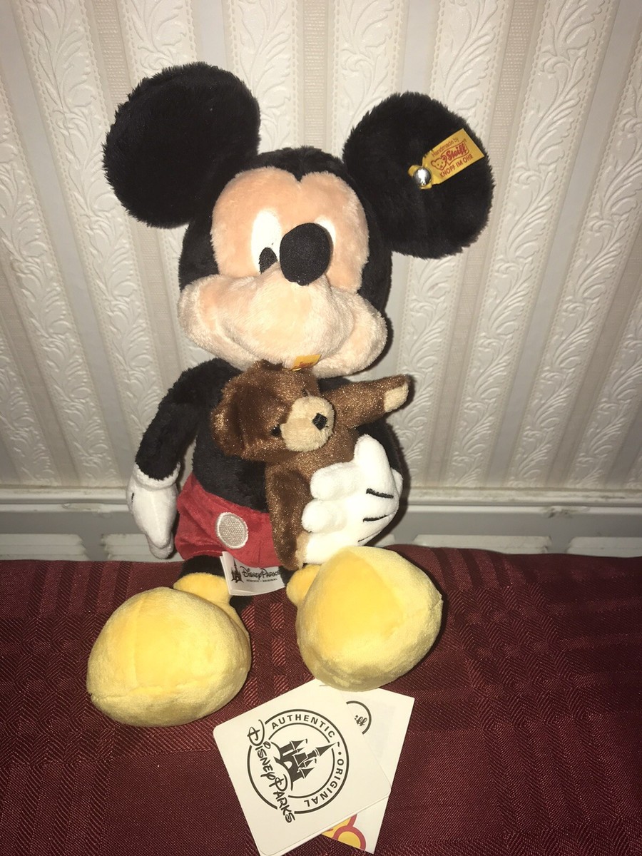 Steiff Disney Mickey Mouse Plush with Steiff Teddy Bear Brand New