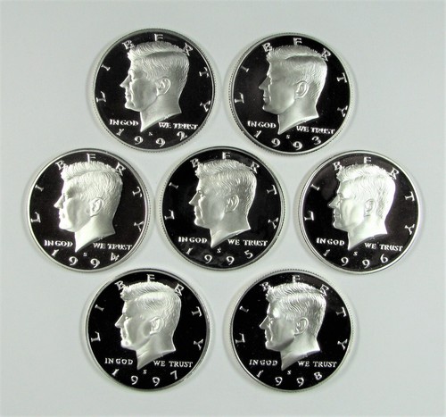 1992 - 1999, 2000 - 2009, 2010 - 2020 SILVER PROOF KENNEDY HALF DOLLAR RUN