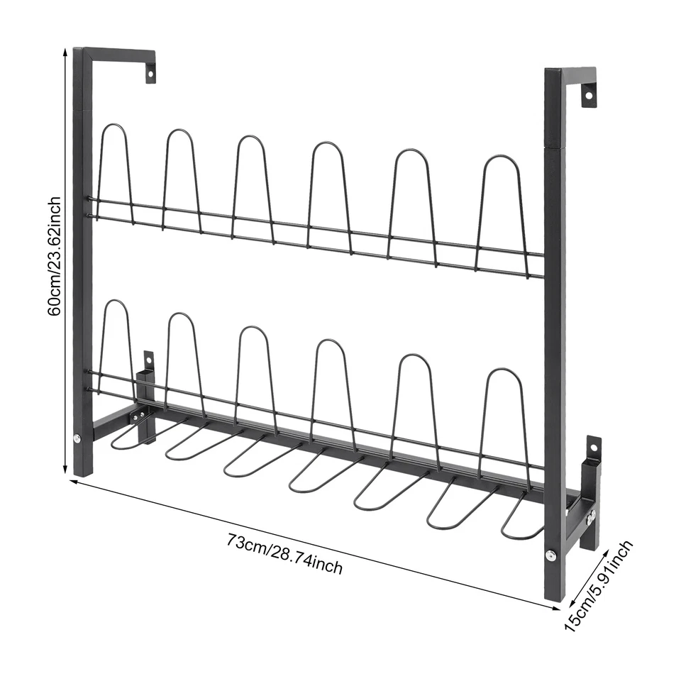 Zapatero montado en la pared de 3 niveles organizador de zapatos de metal zapatero colgante de metal Foto 2 de 4