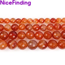 Faceted Red Carnelian Loose Gemstone Beads For Jewelry Making Strand Natural