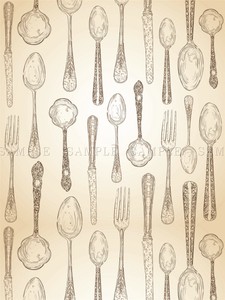 Vintage Couverts Illustration Noir Blanc Motif Cuisine Nourriture Art Imprimer Bmp1957a Ebay