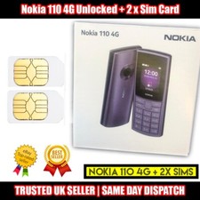 Nokia 110 4G Black Unlocked Phone + 2 x SIM Cards - Compact Feature Phone,  NEW