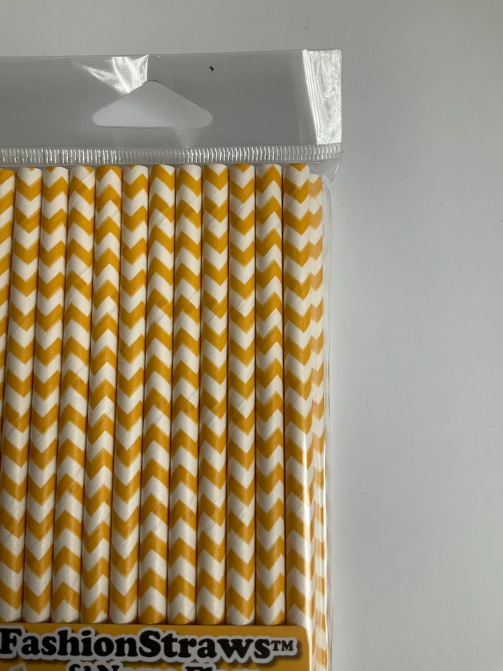 Pajitas Papel Amarillo Pajitas Decorativas con Banderas Biodegradables 24ct Foto 3 de 3