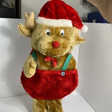 Vintage Reindeer 3D Plush Deer Christmas Stocking 20" Holiday Stuffed Animal