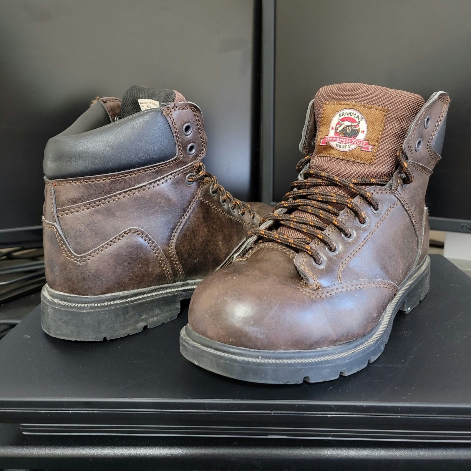 BRAHMA MEN'S STEEL TOE BOOTS BROWN LEATHER HITOP LAC… Gem