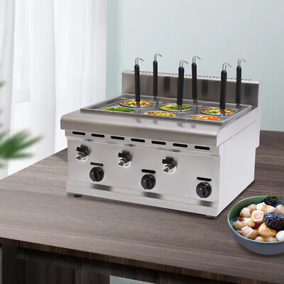 6 Holes Pasta Maker Commercial Pasta Cooking Machine Noodle Boiler 3 Gas Knobs