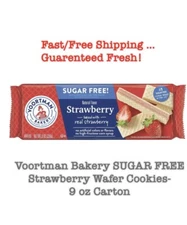 Voortman Bakery SUGAR FREE Strawberry Wafer Cookies- 9 oz Package FREE SHIPPING