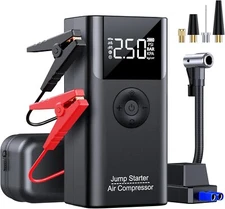 LERTIN Portable Jump Starter with Air Compressor 3500A 150PSI 9 L Gas/8 L Diesel