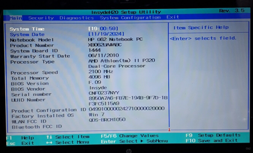 HP G62 Notebook Laptop AMD Athlon II P320 4GB 500GB HDD Boots BIOS No OS H2467 - Picture 2 of 14