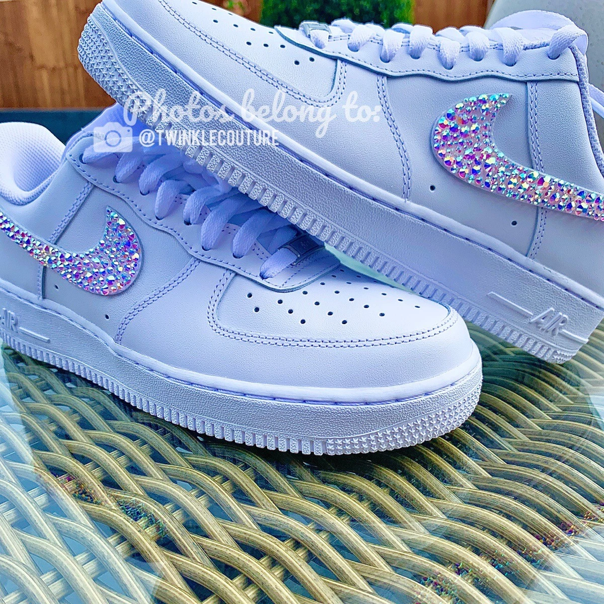 Nike air force 1 with swarovski crystal rhinestones tick swoosh white |