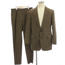 Polo Ralph Lauren 90s Wool Suit Set Brown Glen Plaid Check Vintage Mens