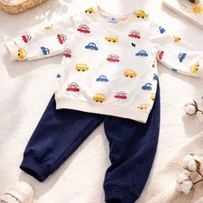 Baby Boy's Blue Dog Pajama Set 90 Size Comfortable Cotton