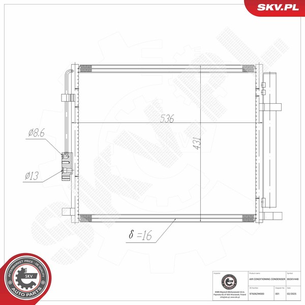 Esen Skv Kondensator, Klimaanlage 86SKV448 FüR Hyundai-image
