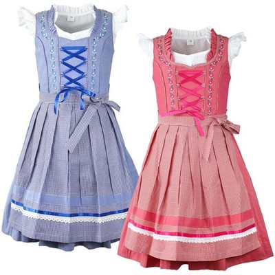 Kinder Dirndl Trachtenkleid Mila blau rot mit Bluse 3 teilig MS-Trachten