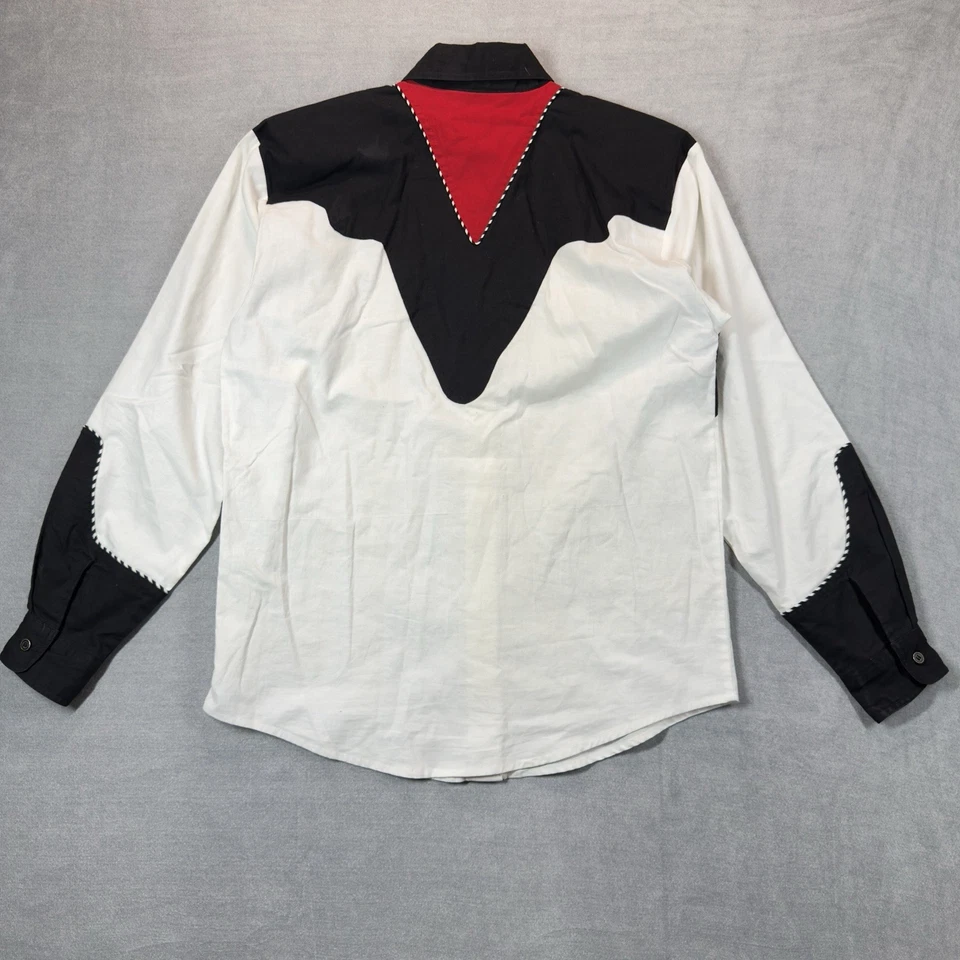 Adobe Rose Western Shirt Women Medium Vintage Black White Red Cowgirl Rodeo EUC - Image 4 of 4