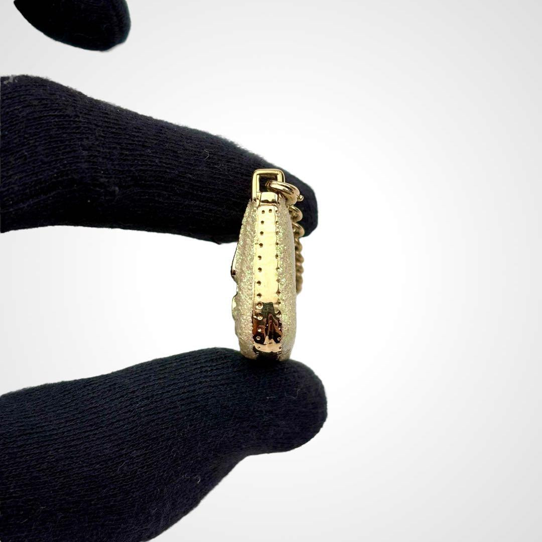 FENDI Mamma Baguette Mini Bag Charm Glitter Green Gold Rare Authentic thumbnail 4